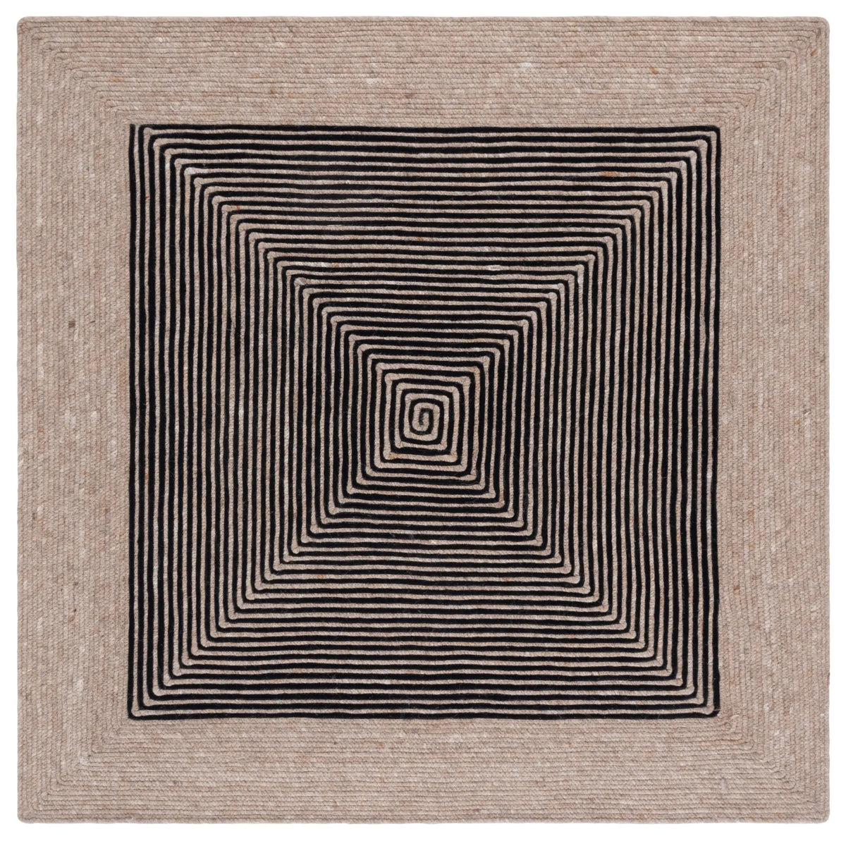 Safavieh Braided 5'-0" x 5'-0" Rug in Beige / Black