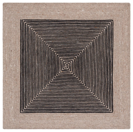 Safavieh Braided 5'-0" x 5'-0" Rug in Beige / Black