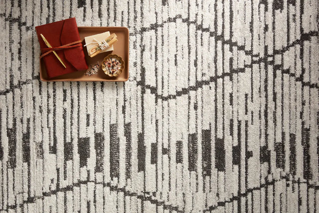 Loloi Kamala Kam-02 Charcoal/Dove Rug - styled aerial 1