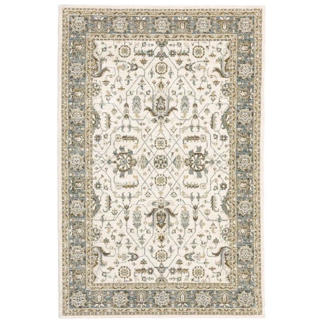 Oriental Weavers Sphinx Andorra 9537P Ivory / Blue Rugs - main flat
