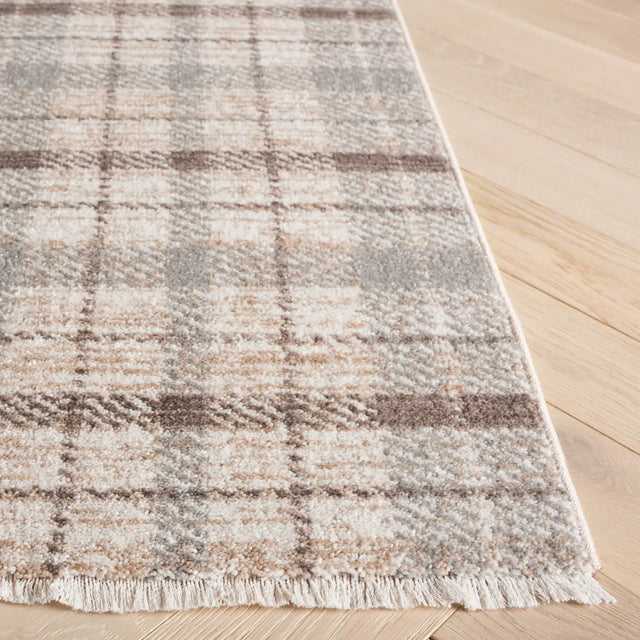 Safavieh Oxford Plaids 300 4'-0" x 6'-0" Rug in Grey / Beige