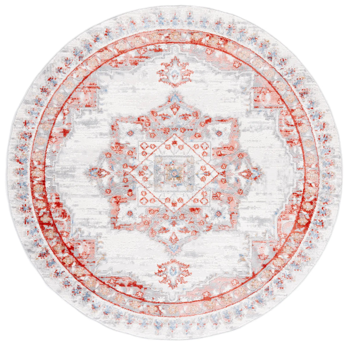 Safavieh Shivan 100 6'-7" x 6'-7" Rug in Ivory / Rust