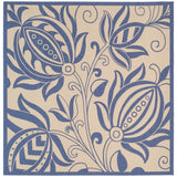 Safavieh Courtyard 6'-7" x 6'-7" Rug in Natural / Blue