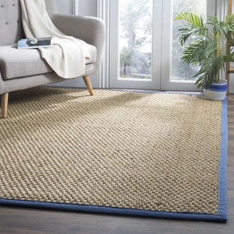 Safavieh Natural Fiber 6'-0" x 9'-0" Rug in Natural / Light Navy