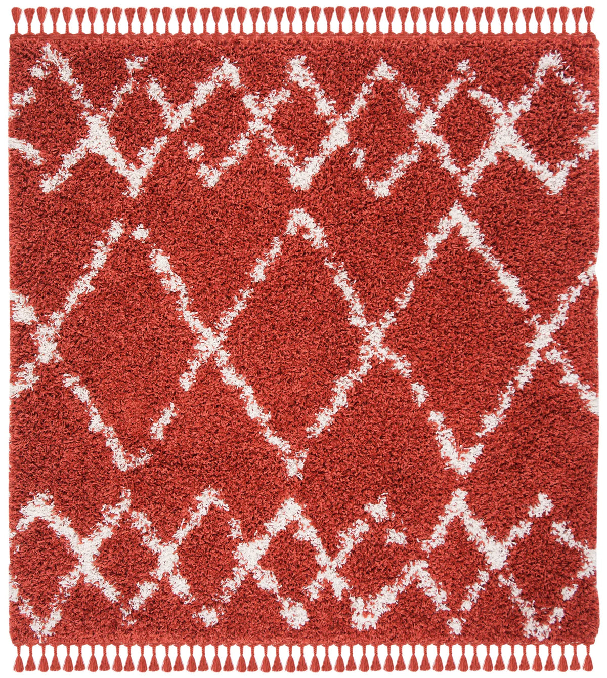 Safavieh Pro Lux Shag 400 6'-7" x 6'-7" Rug in Rust / Creme