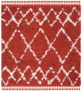 Safavieh Pro Lux Shag 400 6'-7" x 6'-7" Rug in Rust / Creme