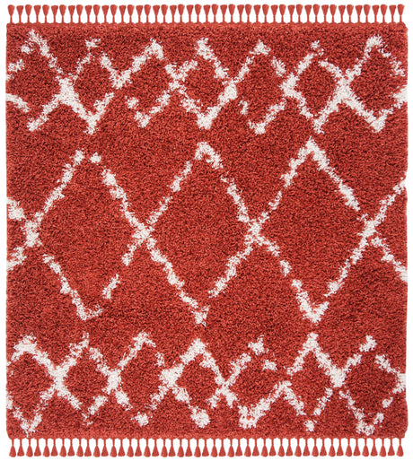 Safavieh Pro Lux Shag 400 6'-7" x 6'-7" Rug in Rust / Creme