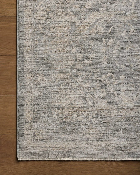 Loloi Tabitha Tai-02 Stone/Natural Rug - corner on wood