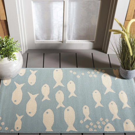Safavieh Courtyard 2'-0" x 3'-7" Rug in Aqua / Beige