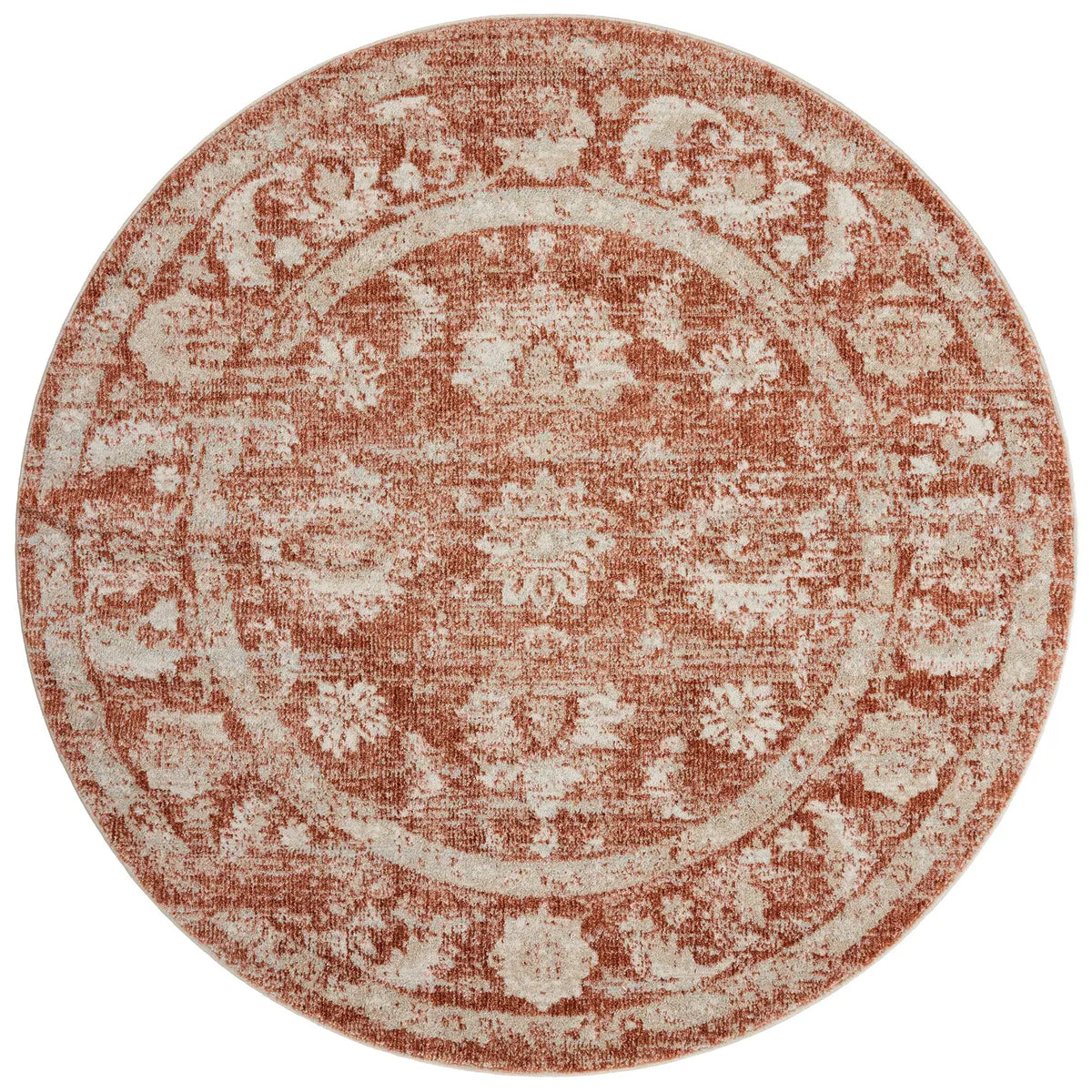 Loloi Odette Odt-03 Rust/Ivory Rug - round flat