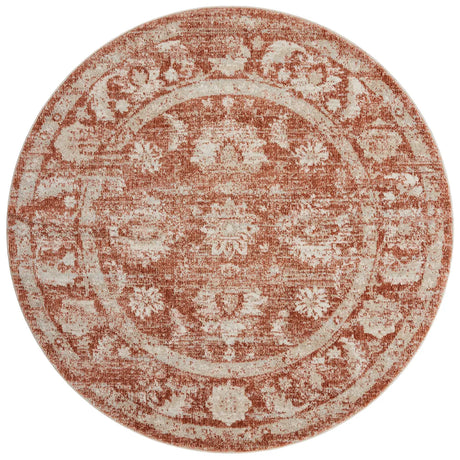 Loloi Odette Odt-03 Rust/Ivory Rug - round flat