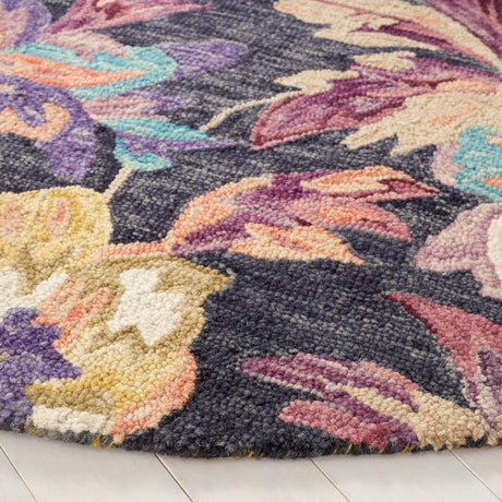 Safavieh Blossom 6'-0" x 6'-0" Rug in Charcoal / Plum