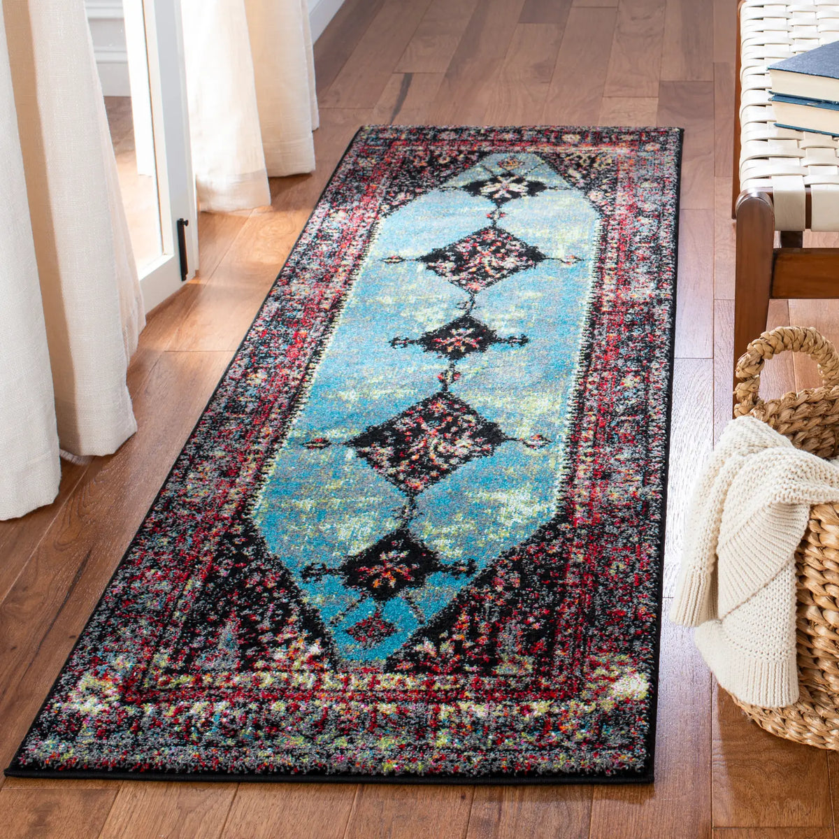 Safavieh Vintage Hamadan 2'-3" x 8'-0" Rug in Red / Light Blue