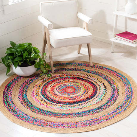 Safavieh Natural Fiber 5'-0" x 5'-0" Rug in Pink / Natural