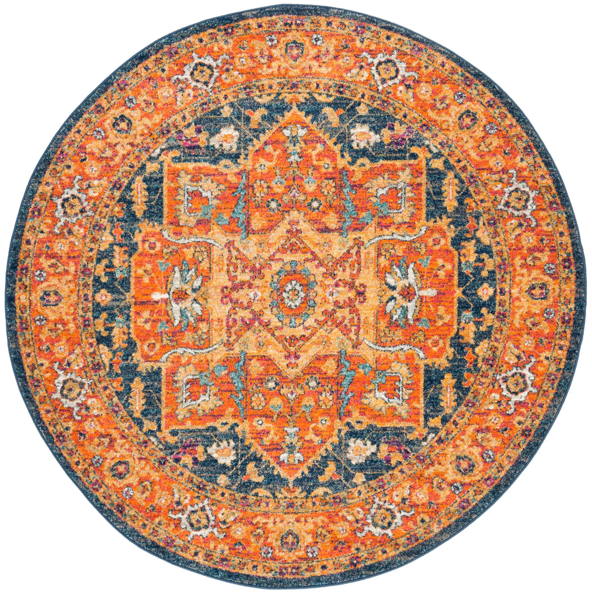 Safavieh Evoke 5'-3" x 5'-3" Rug in Blue / Orange