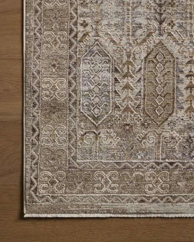 Loloi Aylin AYL-07 Taupe / Multi Rug - corner on wood
