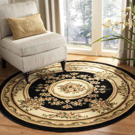 Safavieh Lyndhurst 5'-3" x 5'-3" Rug in Black / Ivory