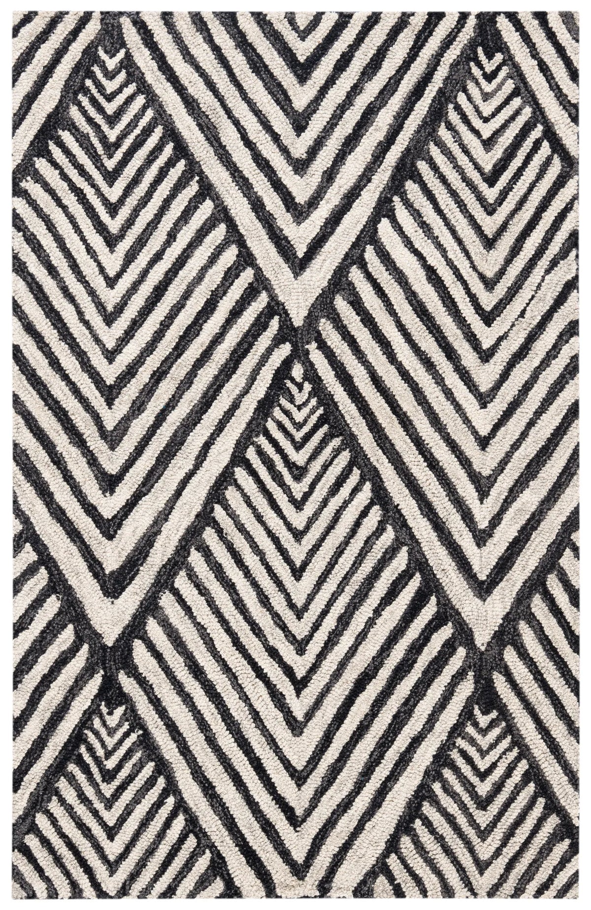 Safavieh Micro-Loop 2'-6" x 4'-0" Rug in Charcoal / Ivory