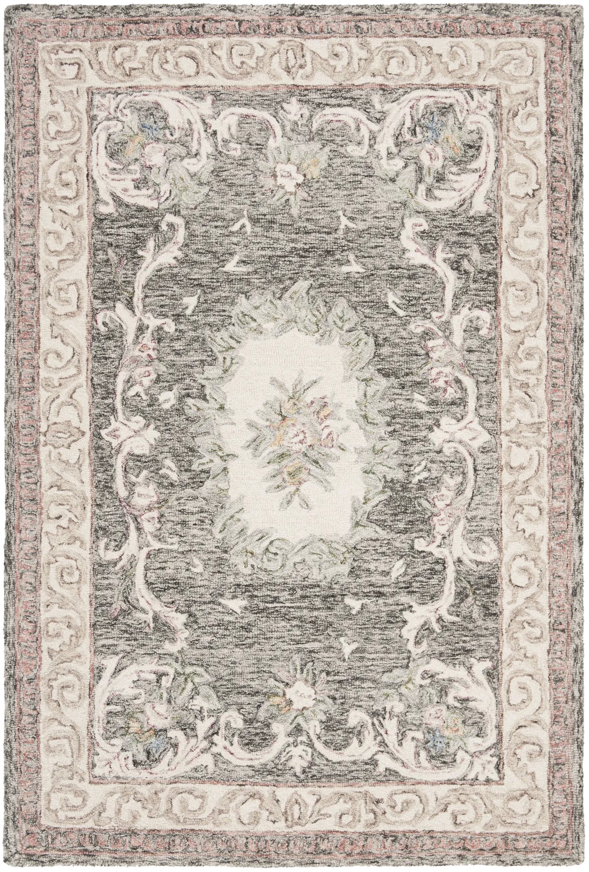 Safavieh Aubusson 4'-0" x 6'-0" Rug in Ivory / Charcoal