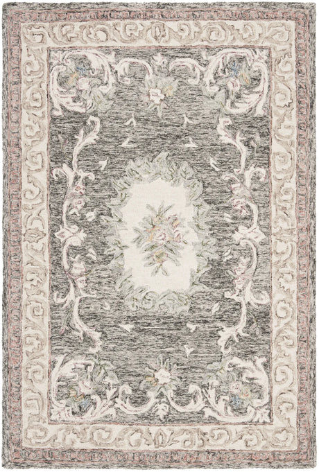 Safavieh Aubusson 4'-0" x 6'-0" Rug in Ivory / Charcoal