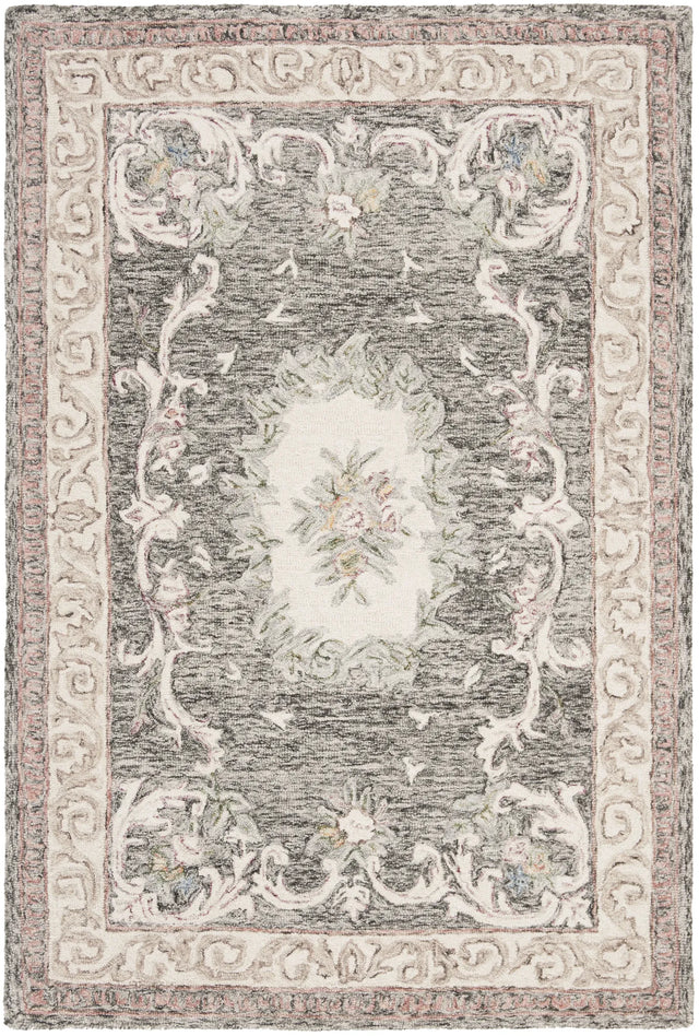 Safavieh Aubusson 4'-0" x 6'-0" Rug in Ivory / Charcoal