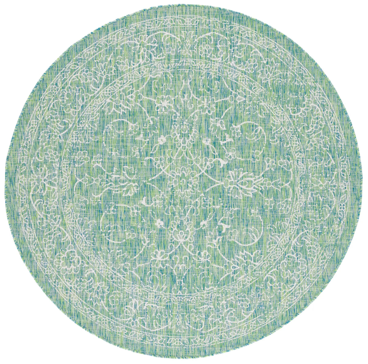 Safavieh Courtyard 5'-3" x 5'-3" Rug in Green / Ivory