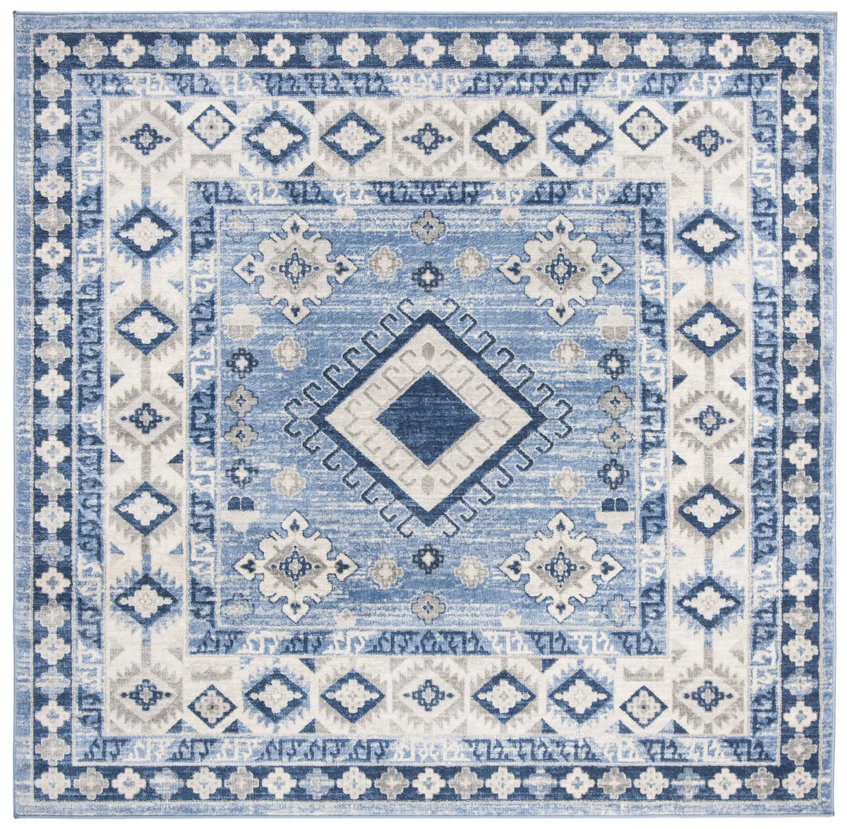 Safavieh Kazak 100 6'-7" x 6'-7" Rug in Blue / Creme
