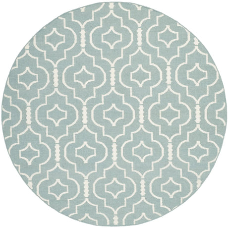 Safavieh Dhurries 6'-0" x 6'-0" Rug in Light Blue / Ivory