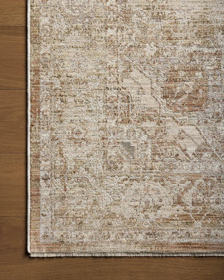 Loloi Tabitha Tai-01 Natural/Clay Rug - corner on wood