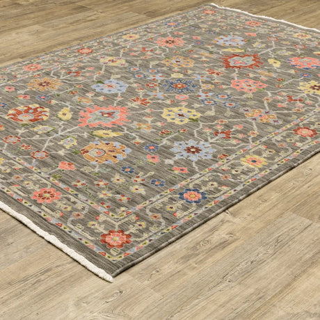 Oriental Weavers Lucca 093K1 Grey/ Multi Rug - angle detail