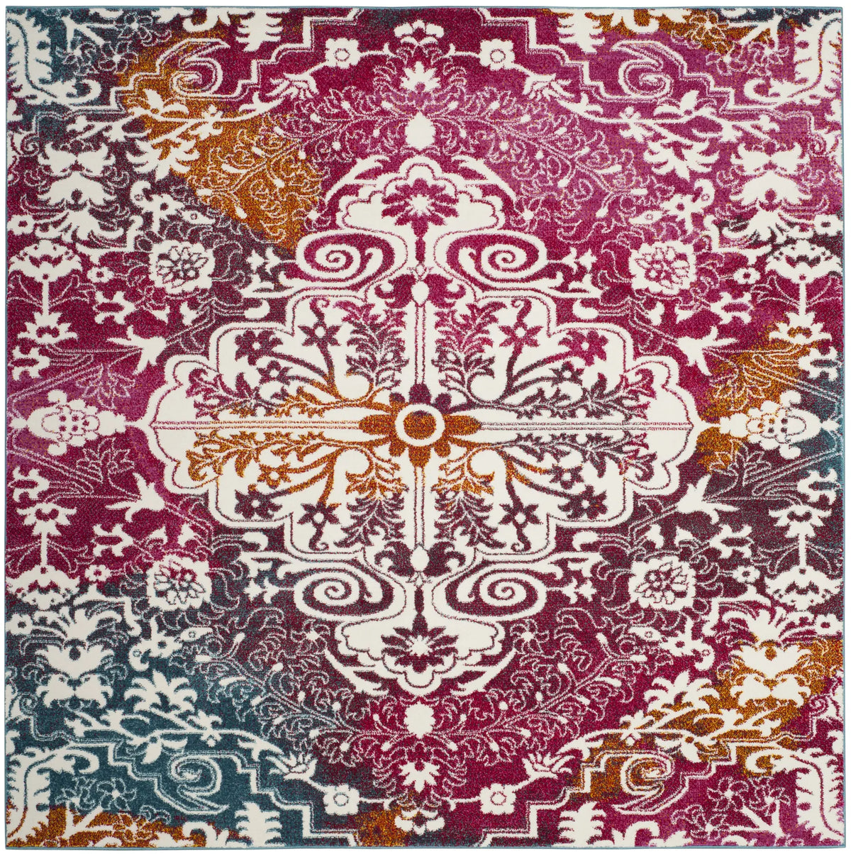 Safavieh Watercolor 6'-7" x 6'-7" Rug in Ivory / Fuchsia
