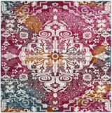 Safavieh Watercolor 6'-7" x 6'-7" Rug in Ivory / Fuchsia