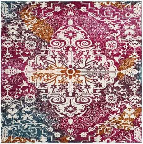 Safavieh Watercolor 6'-7" x 6'-7" Rug in Ivory / Fuchsia