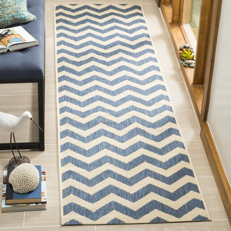 Safavieh Courtyard 2'-3" x 8'-0" Rug in Blue / Beige