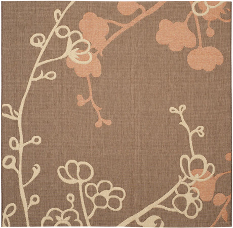 Safavieh Courtyard 6'-7" x 6'-7" Rug in Brown Natural / Terracotta