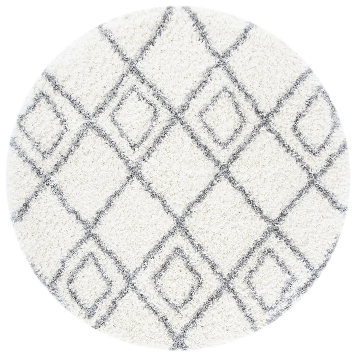 Safavieh Moroccan Tassel Shag 6'-7" x 6'-7" Rug in Ivory / Light Grey