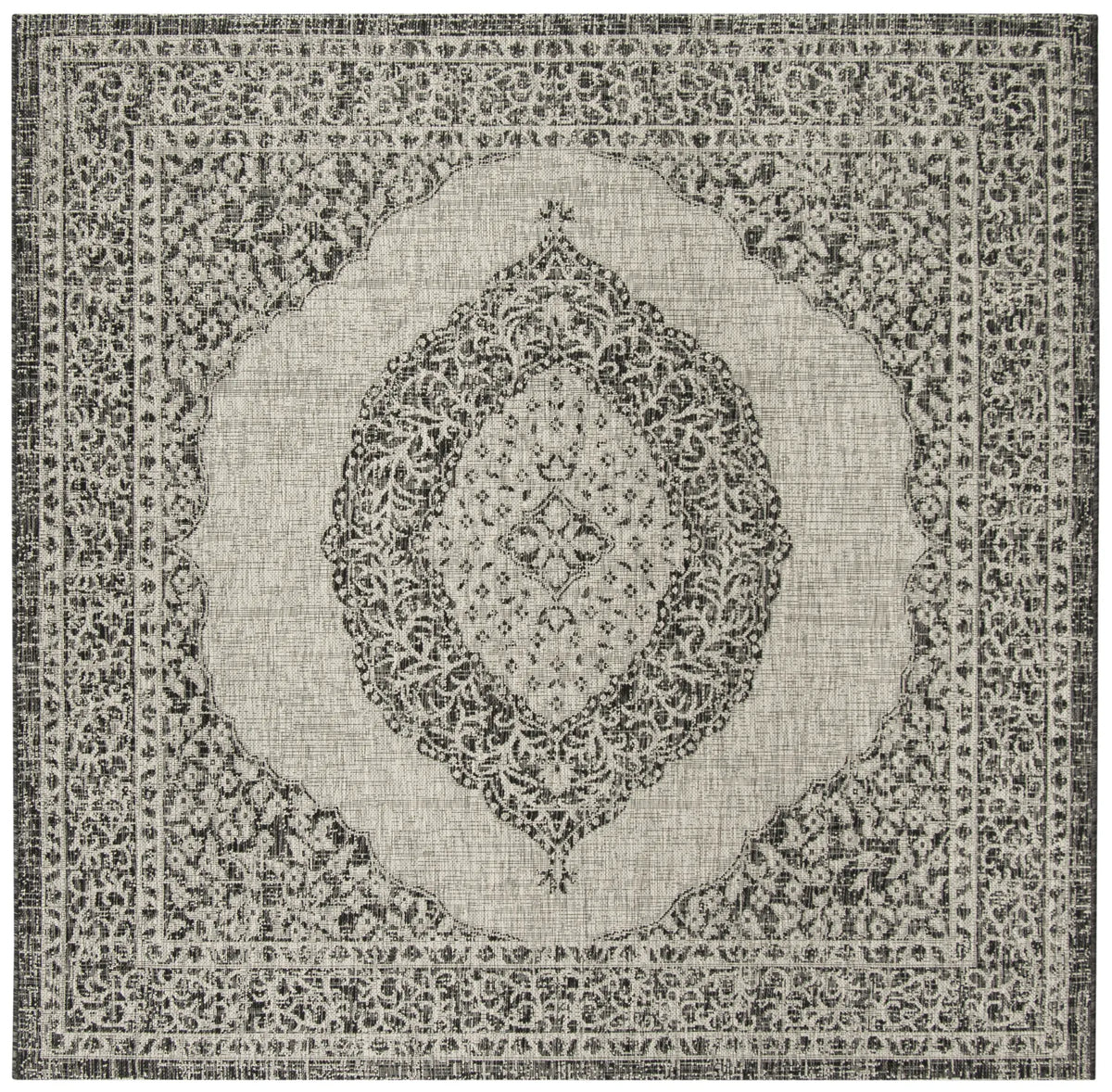 Safavieh Courtyard 6'-7" x 6'-7" Rug in Light Grey / Black