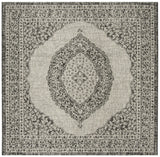 Safavieh Courtyard 6'-7" x 6'-7" Rug in Light Grey / Black