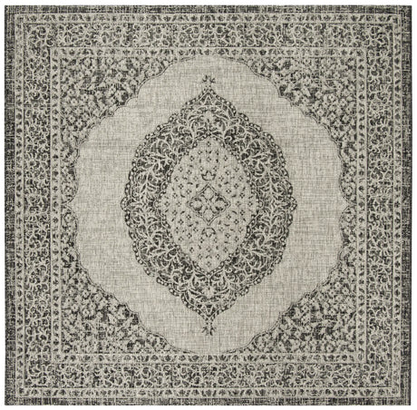 Safavieh Courtyard 6'-7" x 6'-7" Rug in Light Grey / Black
