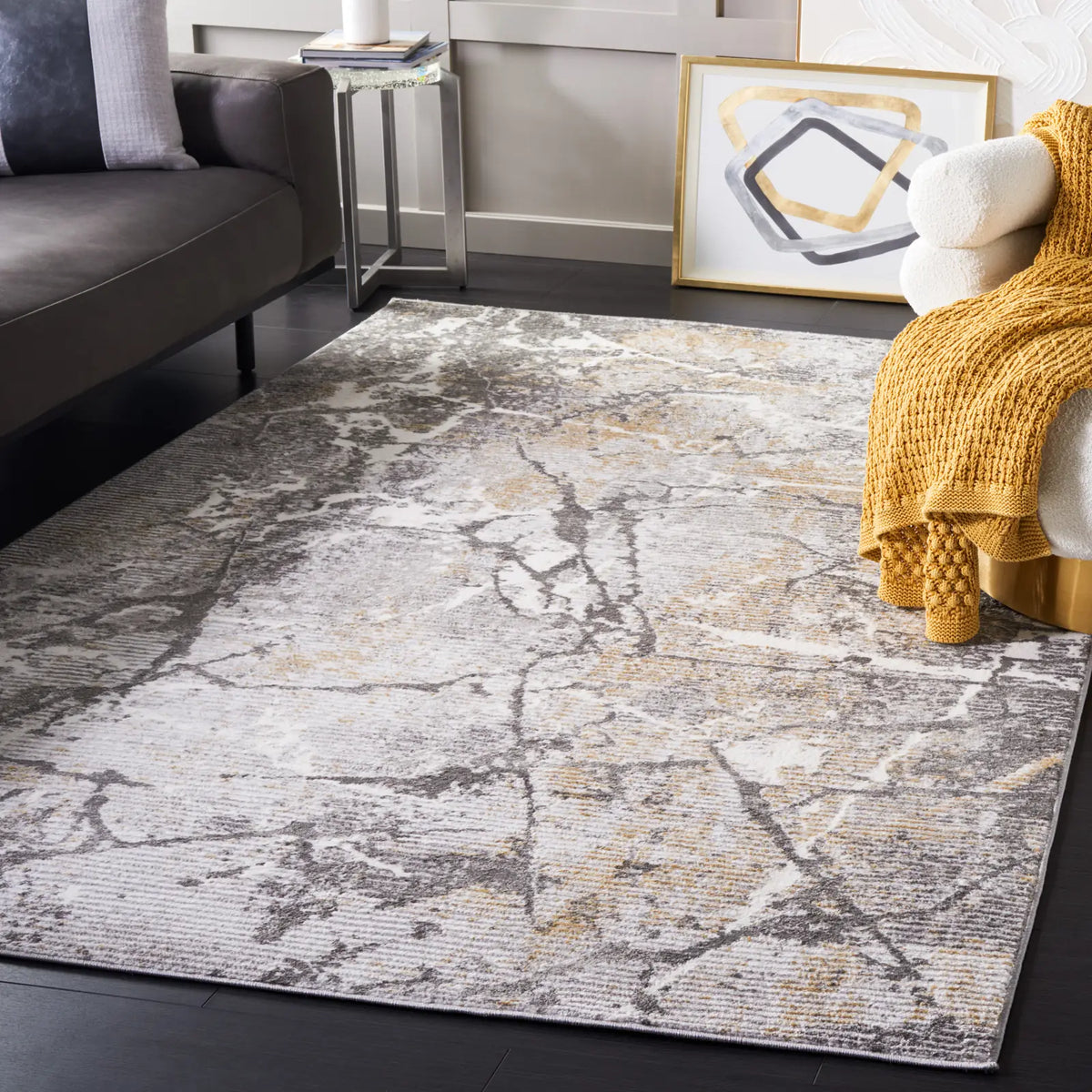 Safavieh Meadow 500 4'-0" x 6'-0" Rug in Light Grey / Dark Grey