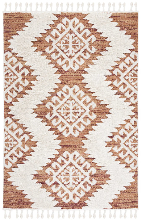 Safavieh Moroccan Tassel Shag 4'-0" x 6'-0" Rug in Orange / Ivory