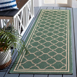 Safavieh Courtyard 2'-3" x 10'-0" Rug in Dark Green / Beige