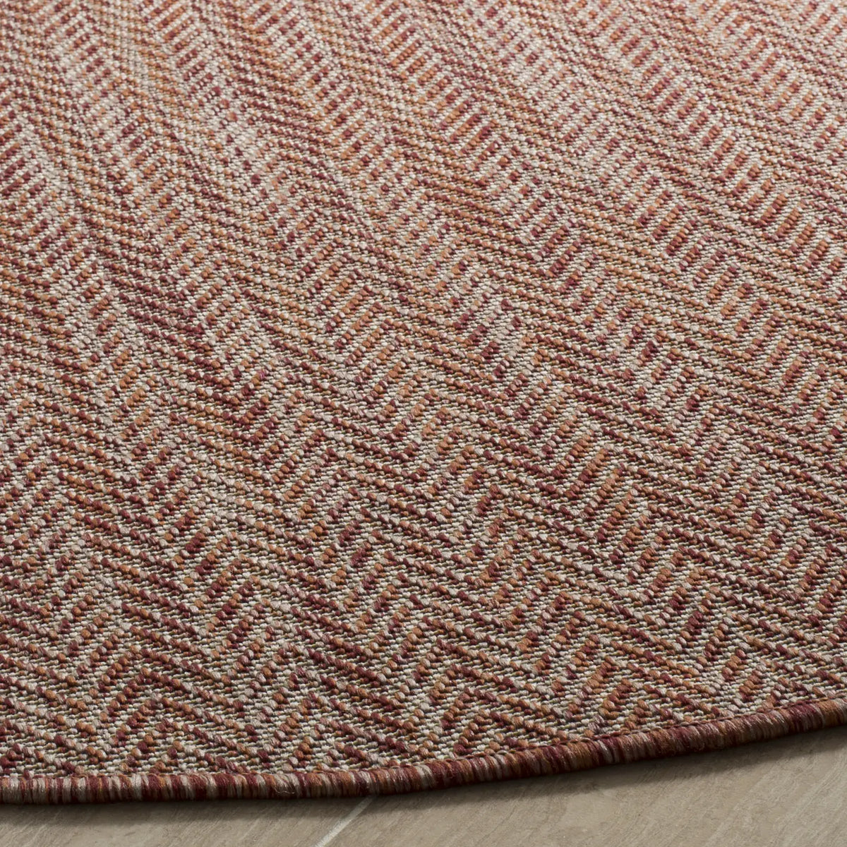 Safavieh Courtyard 5'-3" x 5'-3" Rug in Red / Beige