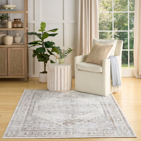 Nourison Astra Machine Washable ASW11 Machine Made Grey Rug