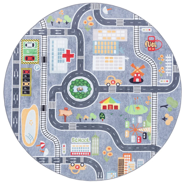 Safavieh Santa Monica Kids 6'-0" x 6'-0" Rug in Light Grey / Grey