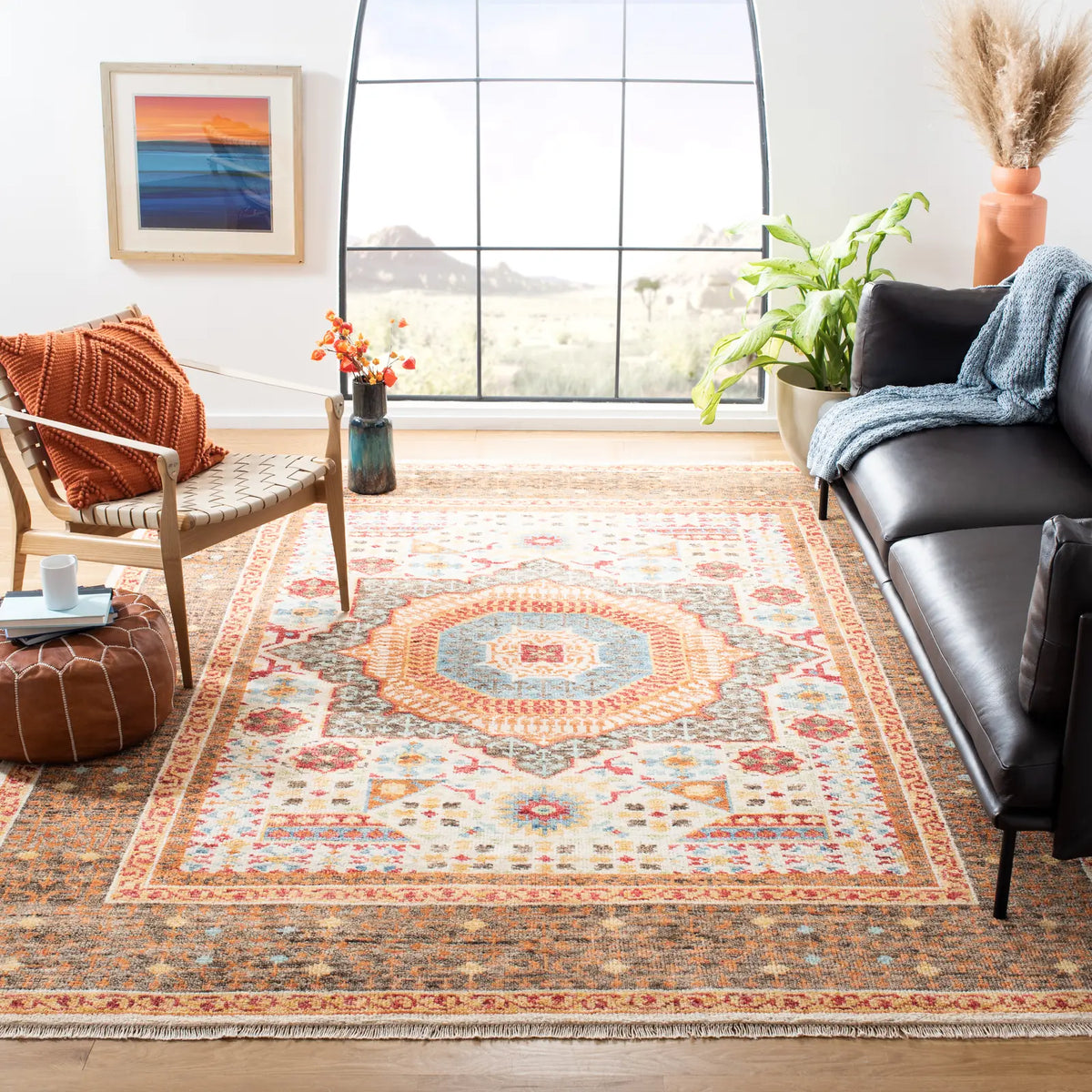 Safavieh Samarkand 10'-0" x 14'-0" Rug in Beige / Charcoal