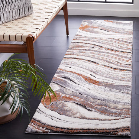 Safavieh Cyrus Shag 2'-2" x 7'-0" Rug in Grey / Rust