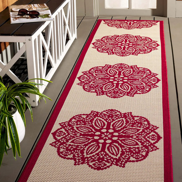 Safavieh Courtyard 2'-3" x 12'-0" Rug in Beige / Red
