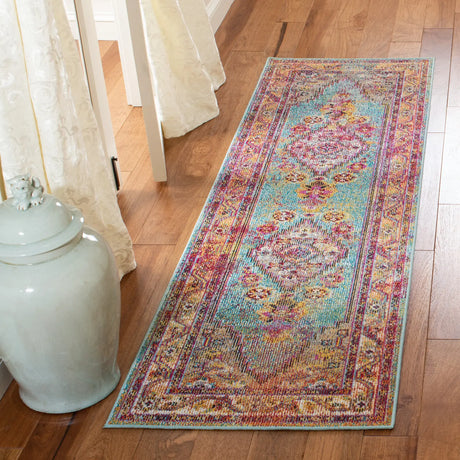 Safavieh Crystal 2'-2" x 7'-0" Rug in Light Blue / Orange