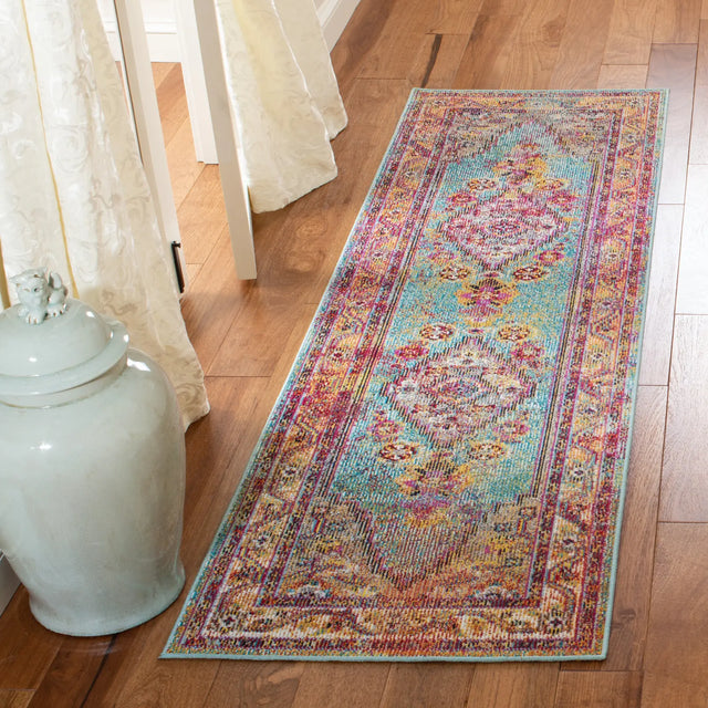 Safavieh Crystal 2'-2" x 7'-0" Rug in Light Blue / Orange
